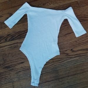 Off shoulder ribbed bodysuit